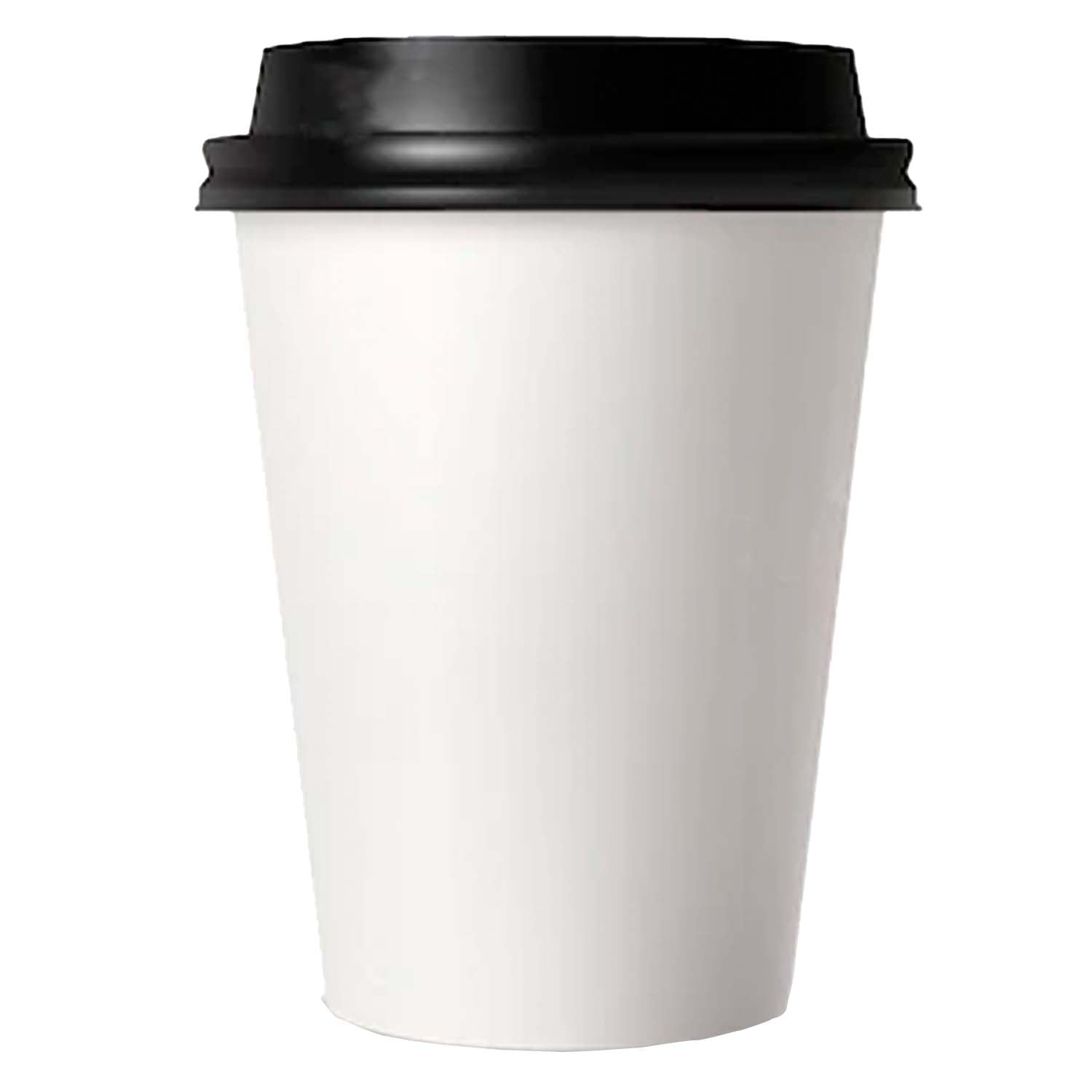 12oz Disposable White Paper Hot Cold Cups with Black Dome Lids